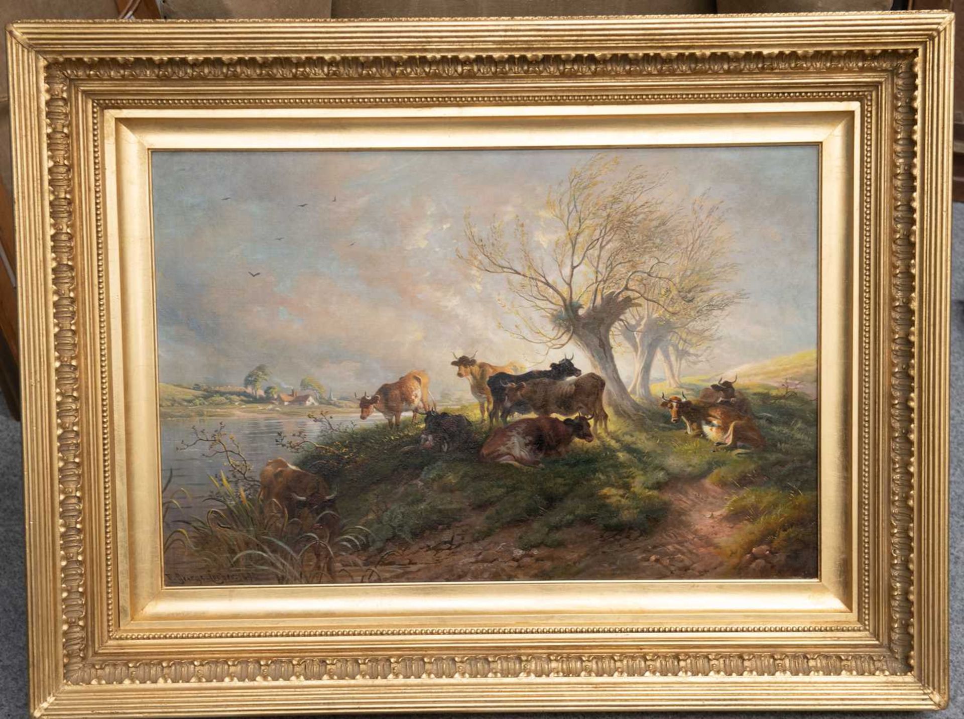 THOMAS GEORGE COOPER (1836-1901) COWS IN A LANDSCAPE - Image 2 of 3