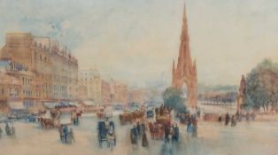 CHARLES JAMES LAUDER RSW (1840-1920) THE SCOTT MONUMENT AND PRINCES STREET, EDINBURGH