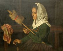 SPANISH SCHOOL (19TH CENTURY) A LADY SPINNING