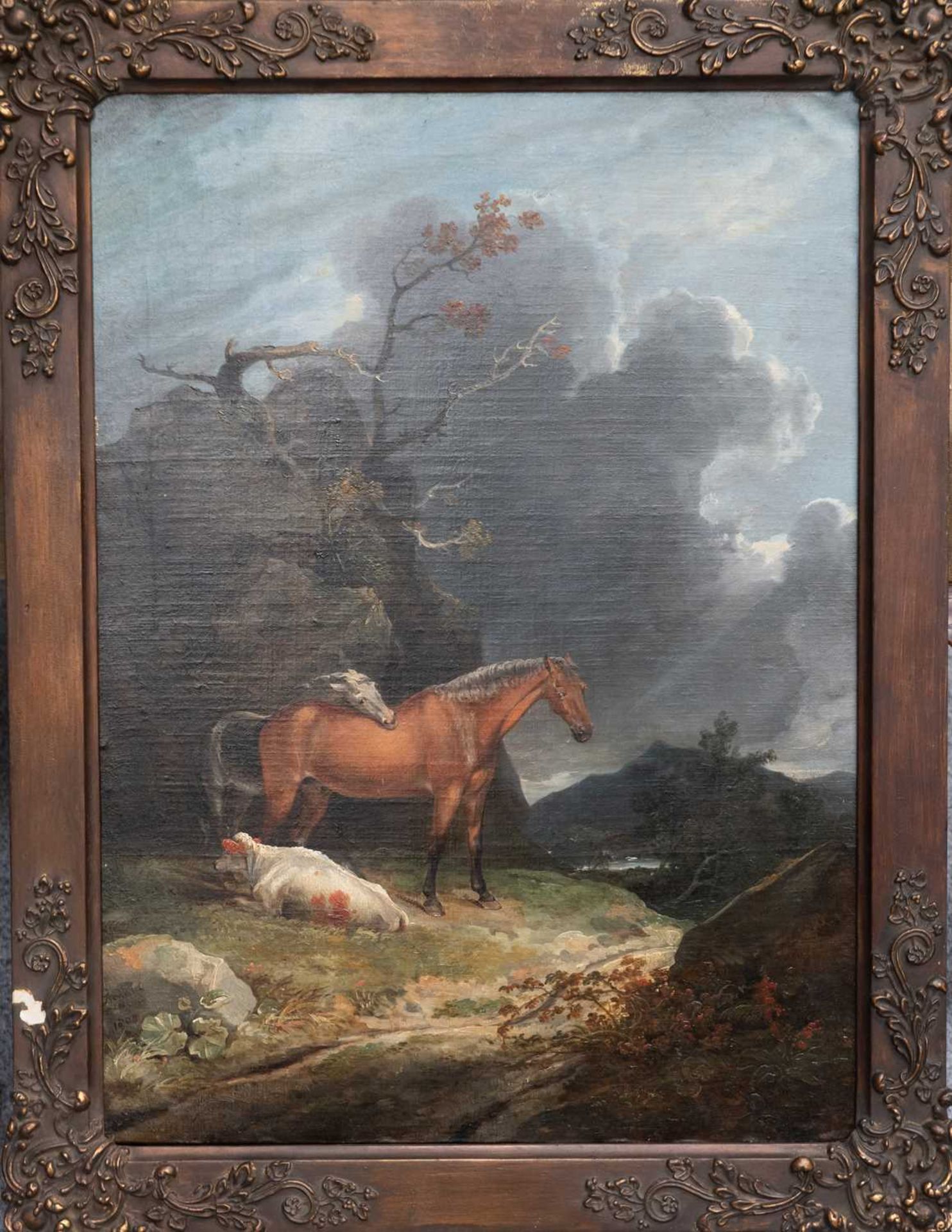 GEORGE ARNALD ARA (1763-1841) HORSES AND COW IN A STORMY LANDSCAPE - Image 2 of 3