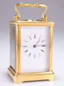 A FRENCH BRASS REPEATING CARRIAGE CLOCK