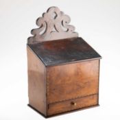 A 19TH CENTURY INLAID MAHOGANY CANDLE BOX