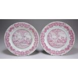 A PAIR OF CHINESE PUCE-DECORATED 'EUROPEAN-SUBJECT' PLATES