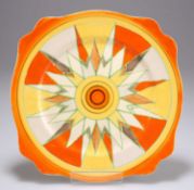 A CLARICE CLIFF SUNGOLD PATTERN LEDA PLATE