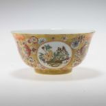 A CHINESE YELLOW-GROUND 'MEDALLION' BOWL