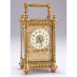 A 19TH CENTURY FRENCH BRASS CARRIAGE CLOCK