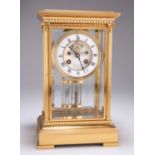 A FRENCH GILT-BRASS FOUR-GLASS MANTEL CLOCK