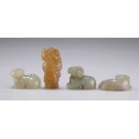 FOUR SMALL CARVED JADE TOGGLE CARVINGS