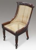 A GILLOWS FAUX ROSEWOOD AND CANEWORK CHAIR