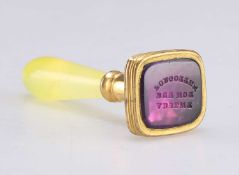 A GEORGIAN AMETHYST AND YELLOW AGATE SEAL