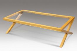 A HEALS OAK AND GLASS-TOPPED COFFEE TABLE