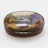 A 19TH CENTURY CONTINENTAL ENAMEL AND AGATE PILL BOX