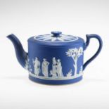 A WEDGWOOD BLUE JASPER WARE TEAPOT