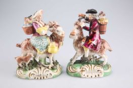 A PAIR OF STAFFORDSHIRE FIGURES OF THE WELSH TAILOR AND HIS WIFE, EARLY 19TH CENTURY