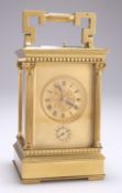 A FRENCH BRASS ANGLAISE RICHE CASED REPEATING ALARM CARRIAGE CLOCK