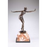 AN ART DECO STYLE BRONZE AND MARBLE FIGURE, THE 'PHOENICIAN DANCER'