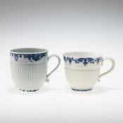 A SAINT-CLOUD COFFEE CUP, CIRCA 1740, AND A WORCESTER CUP IN THE MANNER OF SAINT-CLOUD, CIRCA 1757