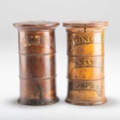 TWO 19TH CENTURY TREEN SPICE TOWERS