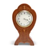 AN EDWARDIAN INLAID MAHOGANY MANTEL CLOCK