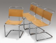 A SET OF FOUR FASEM ITALIAN CANTILEVER CHAIRS