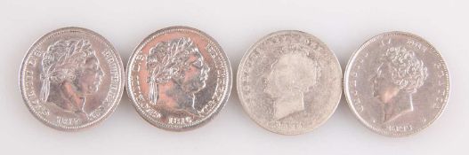 2 X GEORGE III SHILLINGS AND 2 X GEORGE IV SHILLINGS