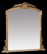 A 19TH CENTURY GILTWOOD OVERMANTEL MIRROR