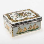 A ROCOCO ENAMEL AND SILVER-MOUNTED TABLE SNUFF BOX