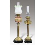 TWO VICTORIAN BRASS OIL LAMPS