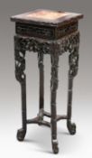 A CHINESE MARBLE-INSET HARDWOOD JARDINIÈRE STAND
