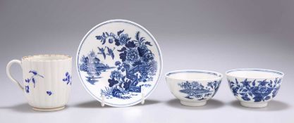 A GROUP OF 18TH CENTURY ENGLISH BLUE AND WHITE PORCELAIN