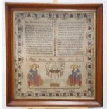 A LARGE MID-19TH CENTURY NEEDLEWORK SAMPLER, BY ALICE FORREST, 1857