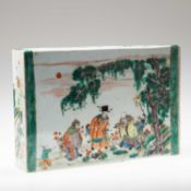 A RARE CHINESE FAMILLE VERTE BRICK-FORM PILLOW