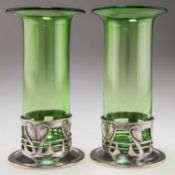 ARCHIBALD KNOX (1864-1933), A RARE PAIR OF LIBERTY & CO TUDRIC PEWTER VASES