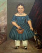CIRCLE OF JOSEPH WHITING STOCK (AMERICAN 1815-1855) PORTRAIT OF A CHILD HOLDING A BASKET WITH HER CA