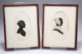 JOHN N DUCK (19TH CENTURY ENGLISH SCHOOL) TWO PORTRAIT SILHOUETTES, ONE TITLED "MAMA"