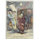 AFTER THOMAS ROWLANDSON (1757-1827) MISERIES OF LONDON OR A SURLY SAUCY HACKNEY COACHMAN