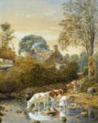 CHARLES LUTCHELL (19TH CENTURY) CATTLE WATERING