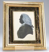 18TH CENTURY ENGLISH SCHOOL PORTRAIT SILHOUETTE OF A GENTLEMAN IN A WIG