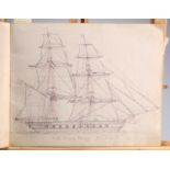 AMERICAN SCHOOL (19TH CENTURY) A RARE SKETCH BOOK OF DRAWINGS OF SHIPS, EARLY US NAVY AND SHIPPING V