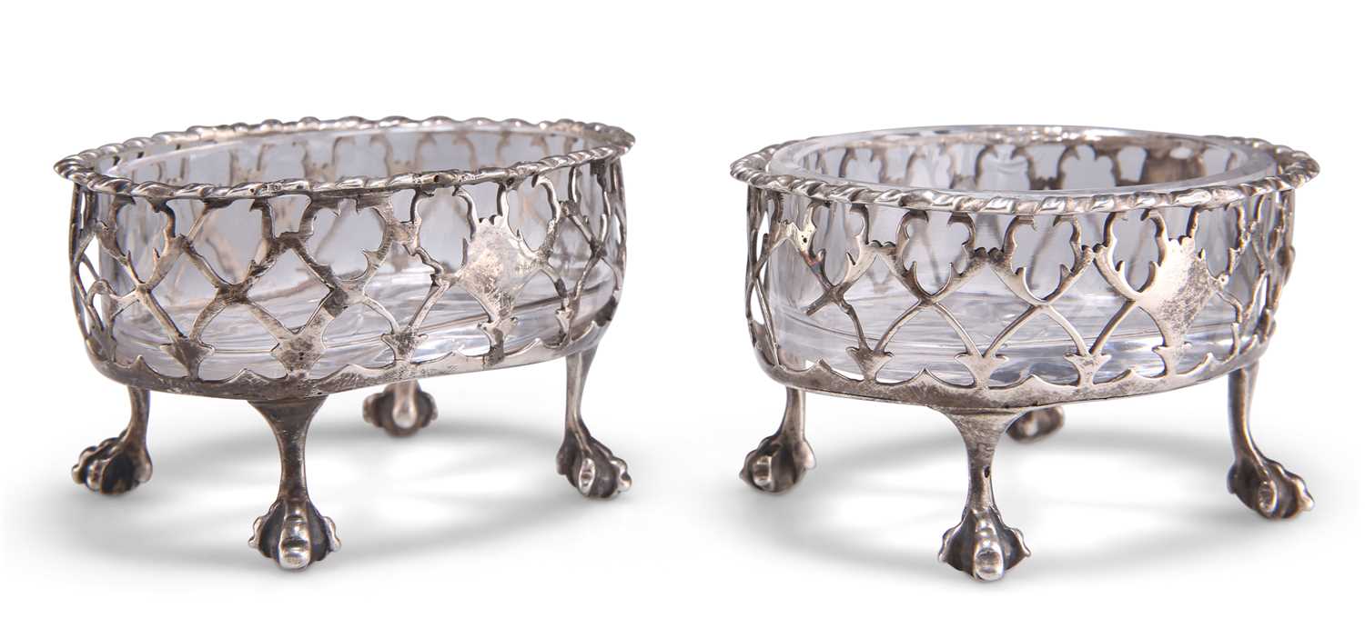 A PAIR OF GEORGE III IRISH PROVINCIAL SILVER SALTS