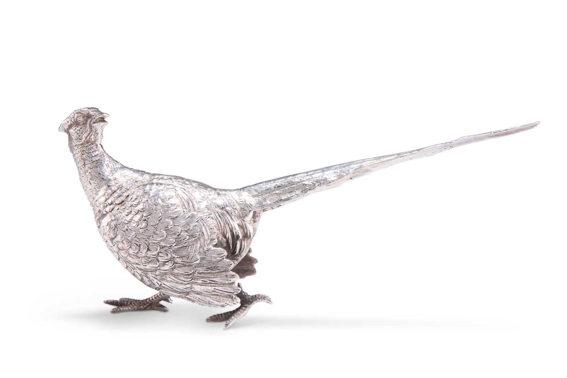 AN 20TH CENTURY SILVER PHEASANT