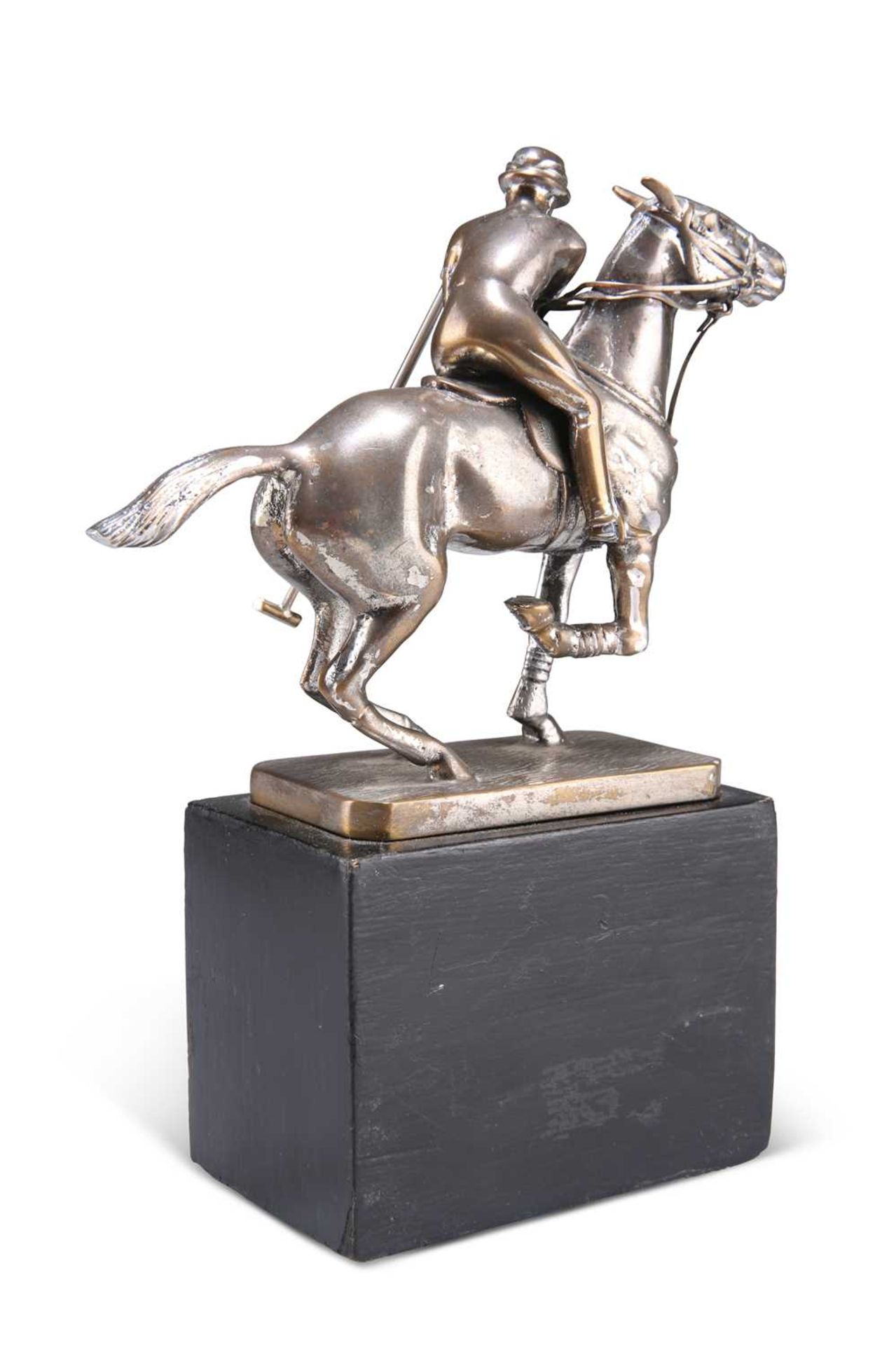 A CHROME-PLATED FIGURE OF A POLO PLAYER ON HORSEBACK - Image 3 of 3