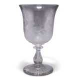 MAGNIFICENT ENGRAVED CHALICE-FORM GLASS VASE, 19TH CENTURY
