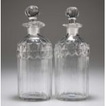 A PAIR OF GLASS SPIRIT DECANTERS WITH STOPPERS, CIRCA 1880