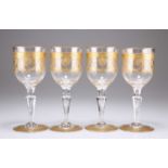 A SET OF FOUR GILDED WINE GLASSES, LATE 19TH CENTURY