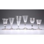 A GROUP OF SIX 18TH CENTURY DRINKING GLASSES