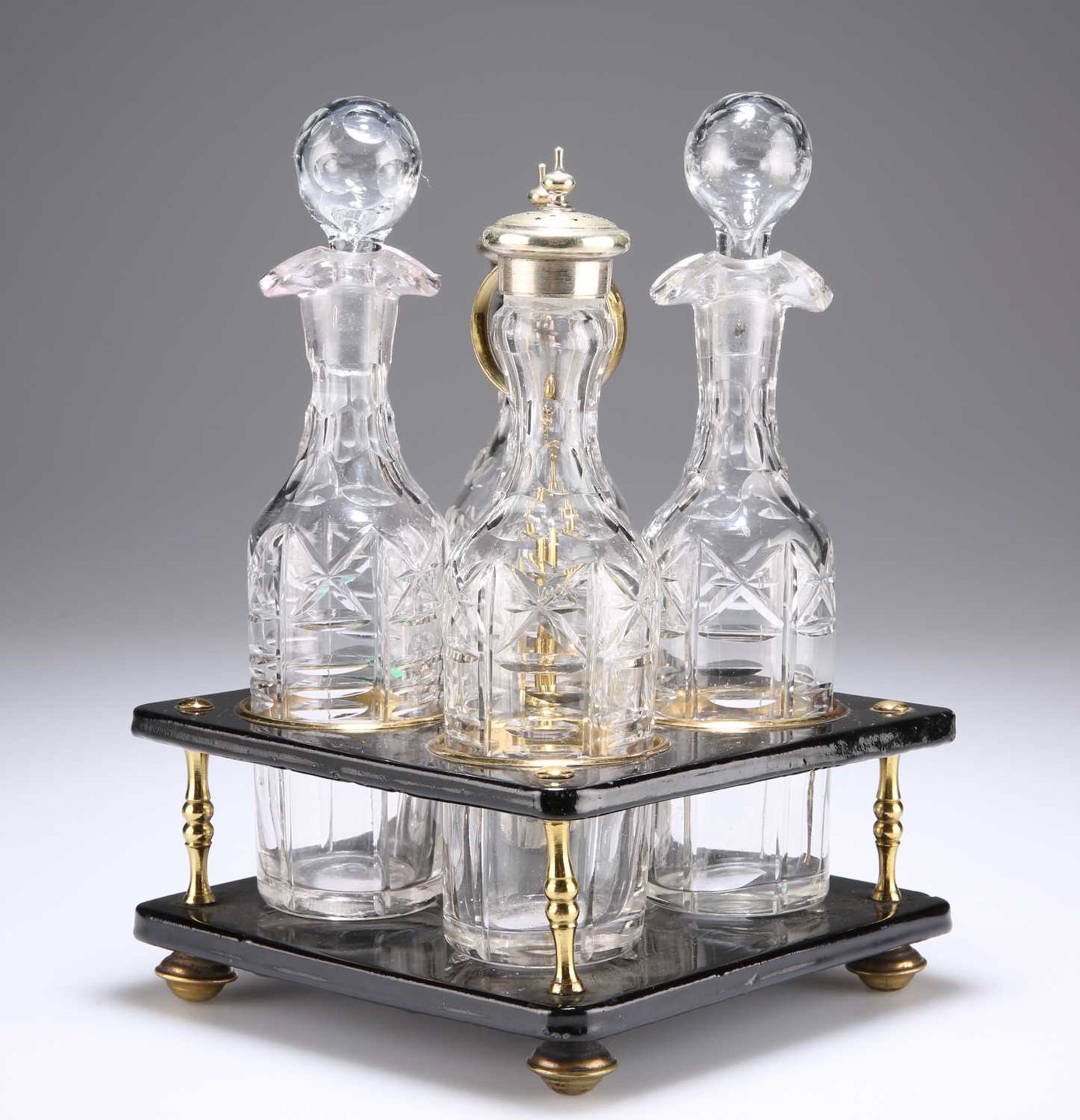 A 19TH CENTURY FOUR-BOTTLE CRUET SET