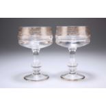 A PAIR OF GLASS PEDESTAL SORBET DISHES, PROBABLY VENETIAN
