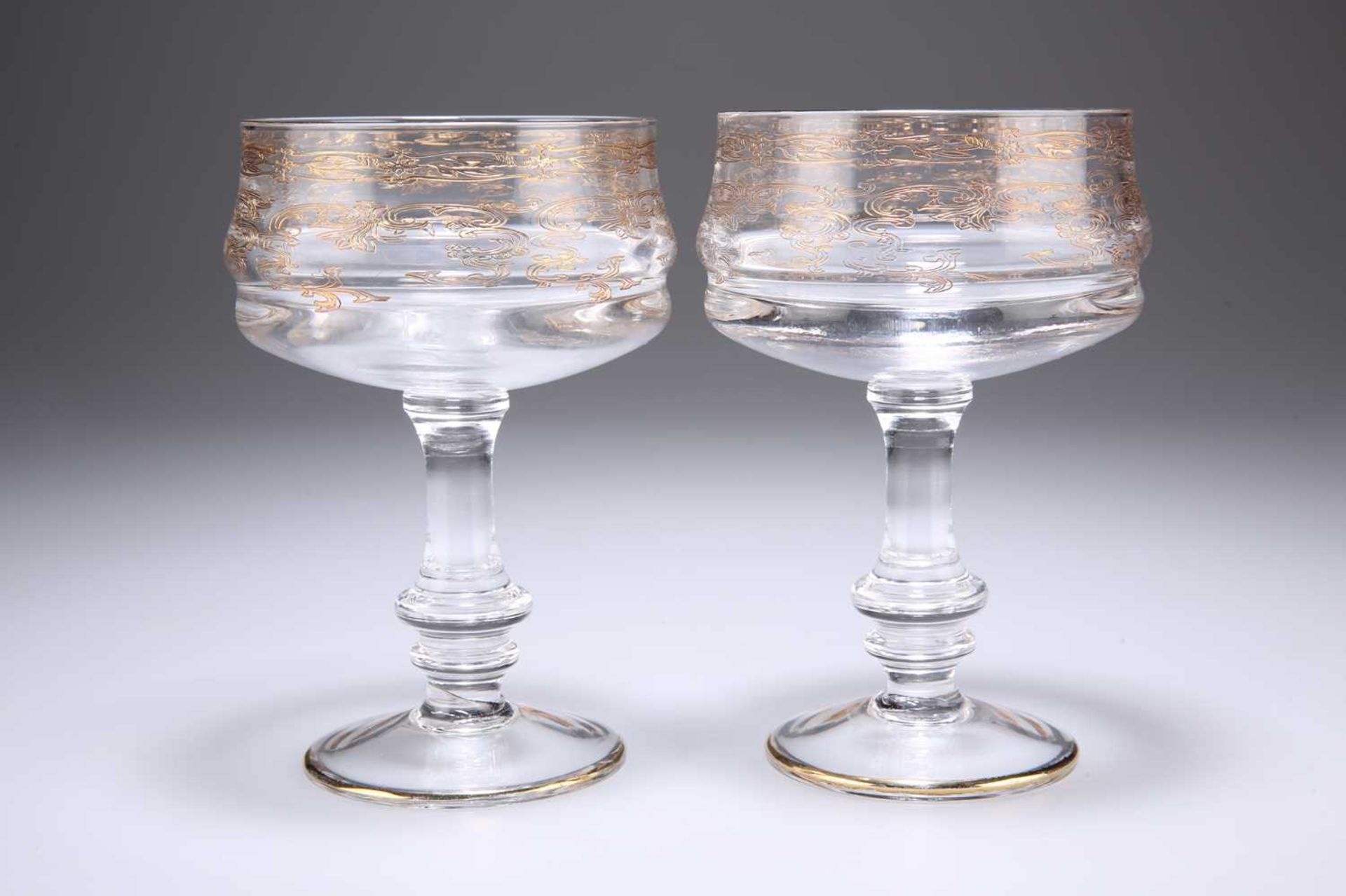 A PAIR OF GLASS PEDESTAL SORBET DISHES, PROBABLY VENETIAN