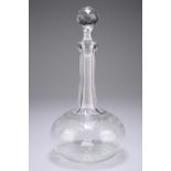 A LATE VICTORIAN ETCHED GLASS DECANTER AND STOPPER